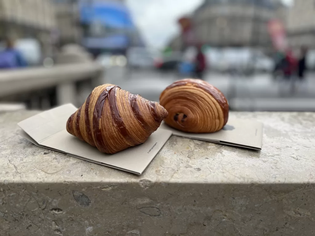 a croissant and pain au chocolat from Cédric Grolet Opéra in Paris