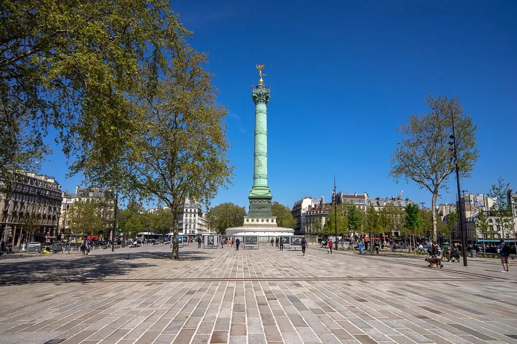 the main square of place de la bastille in the 11th arrondissement of Paris