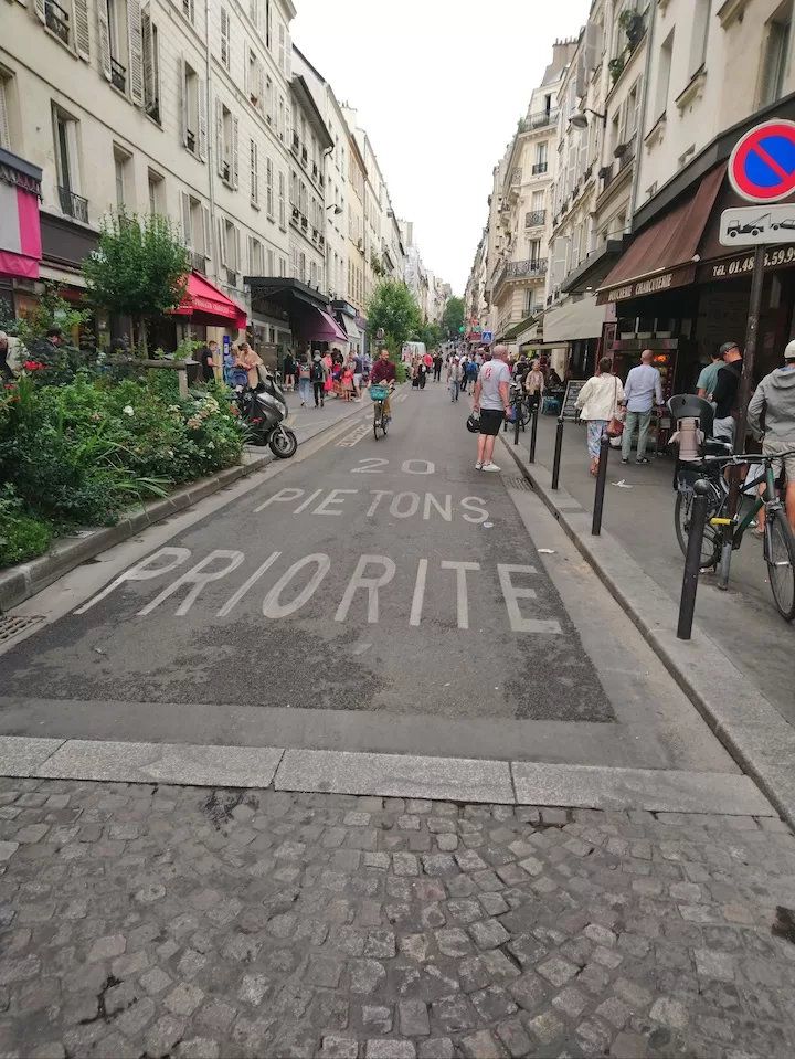 the charming street of rue des martyrs in the 9th arrondissement of Paris