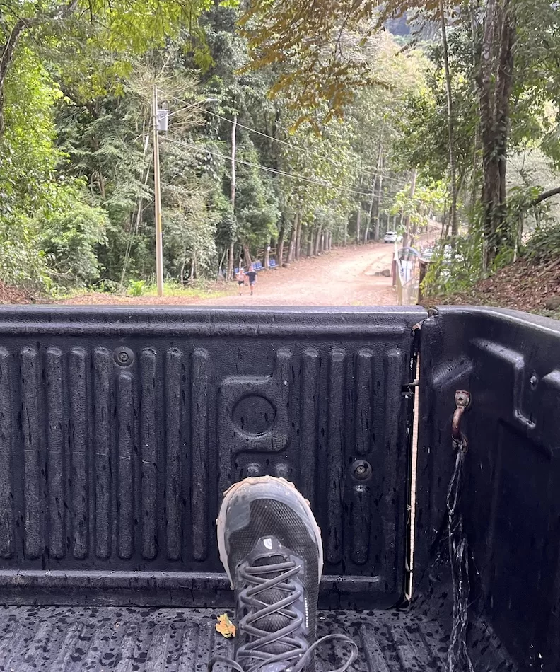 Me in the back of a pickup truck that I hitchhiked on to get to the Nauyaca Waterfalls